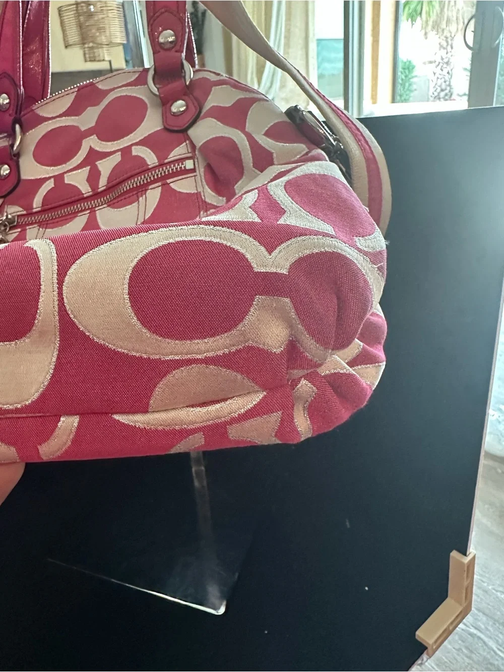 Coach #178 Poppy Signature Lurex C Outline Satchel/Crossbody